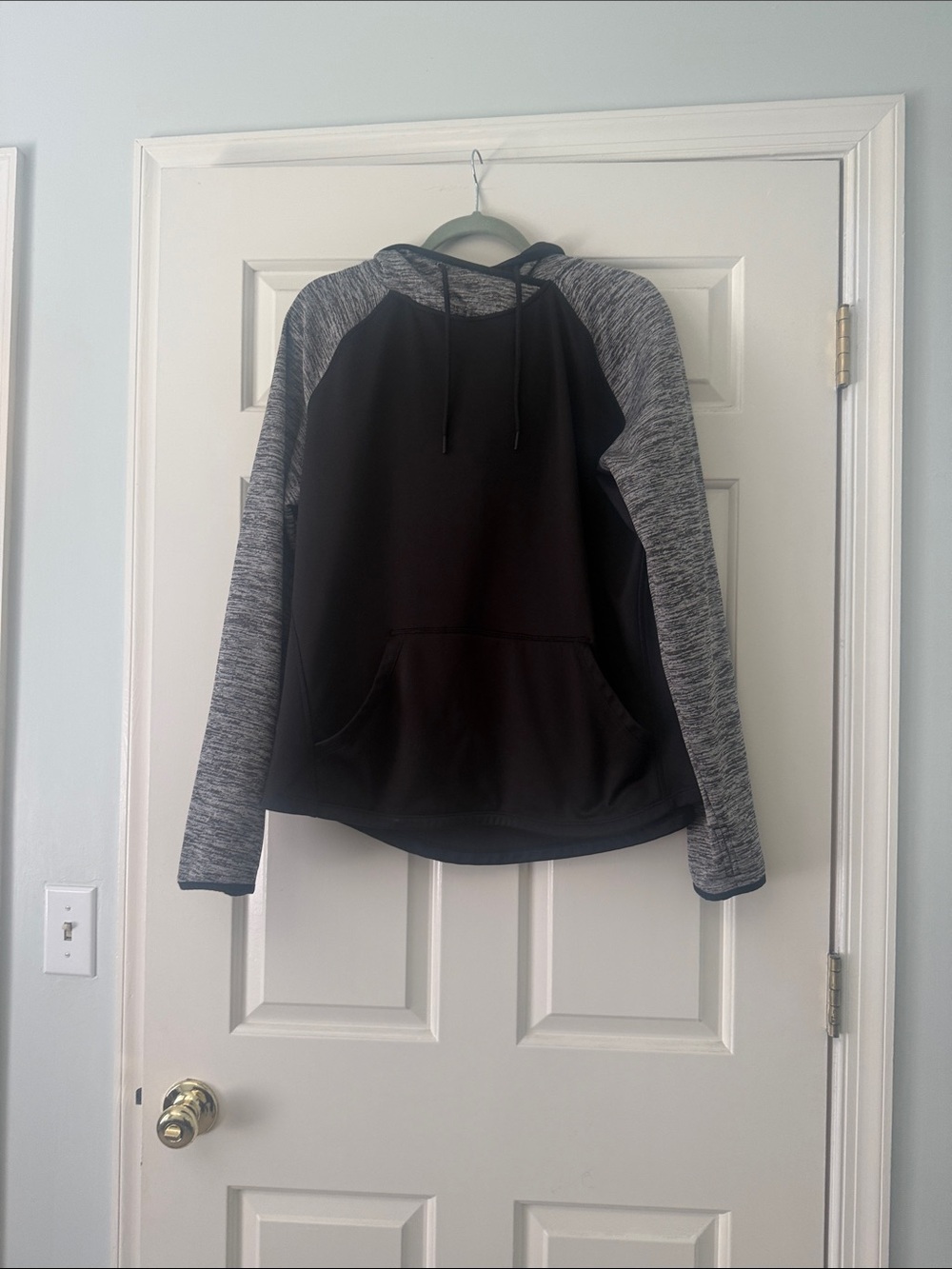 Athletic Works Black Hooded Pullover with Gray Raglan Sleeves